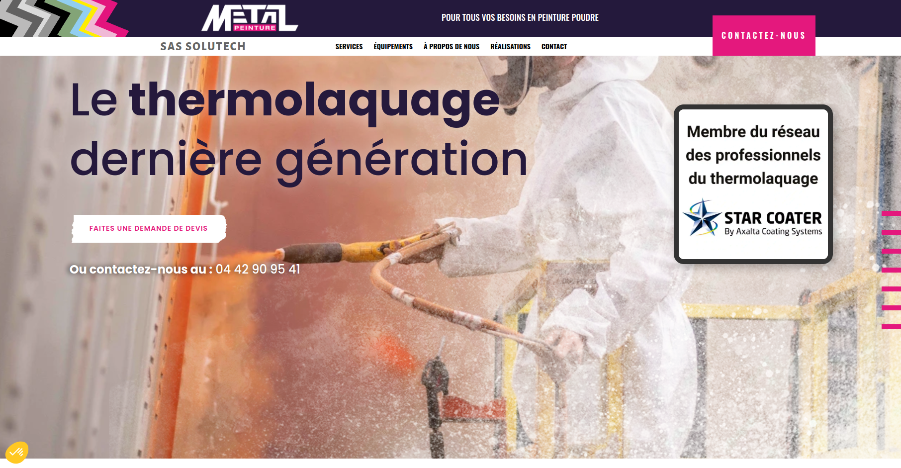 Page d'accueil du site de matal peinture SAS SOLUTECH