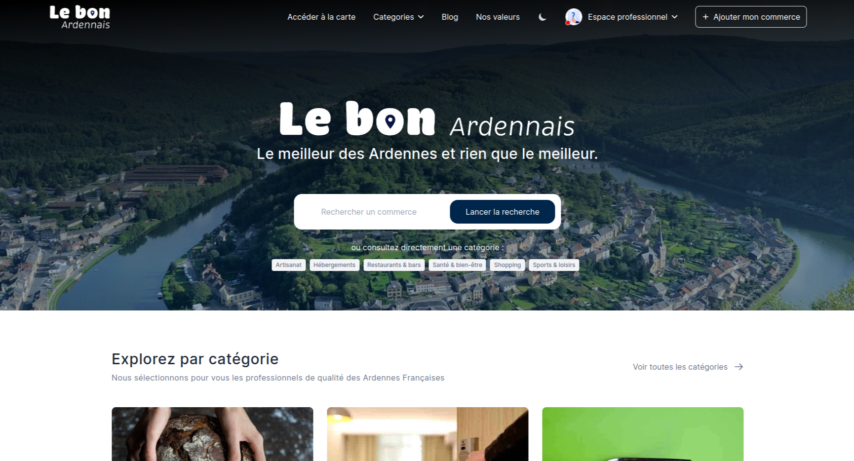 Page d'accueil du site le bon ardennais